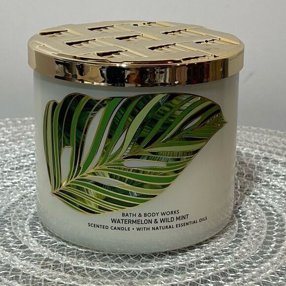 BBW Watermelon and Wild Mint 3 Wick Candle NWT - Picture 1 of 5